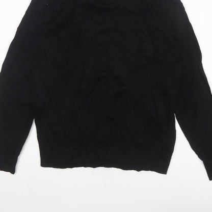 Autograph Men Black M Extra Fine Merino Wool 1/4 Zip High Neck Jumper