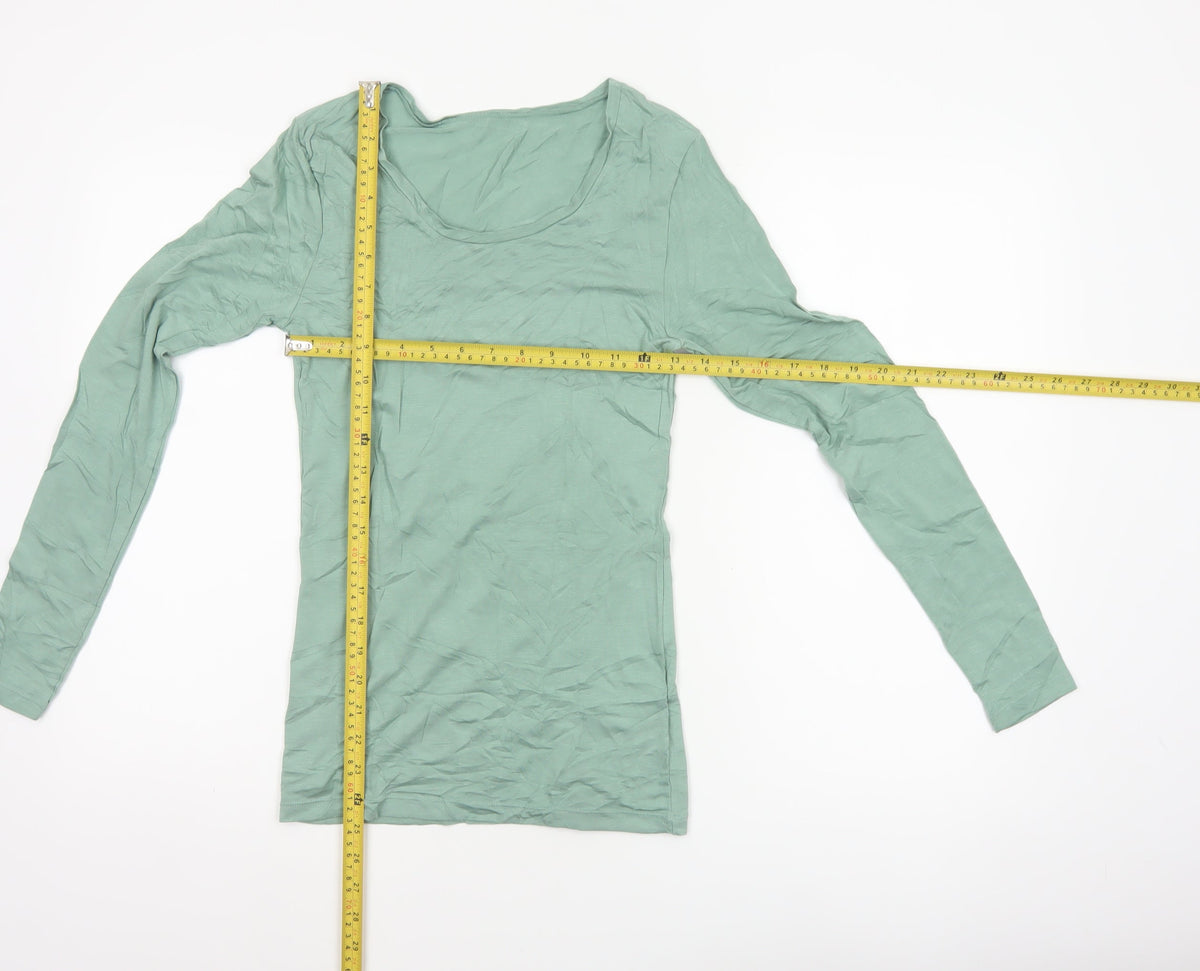 Marks and Spencer Women Green Heatgen Thermal Long Sleeve Top UK 12