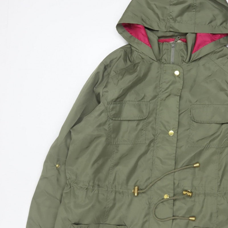 Anthology Women’s Green Hooded Parka Coat UK 14 Long Zip