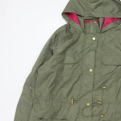 Anthology Women’s Green Hooded Parka Coat UK 14 Long Zip