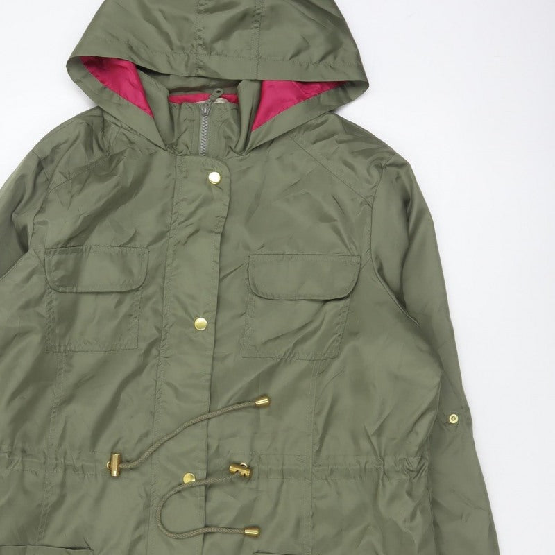 Anthology Women’s Green Hooded Parka Coat UK 14 Long Zip