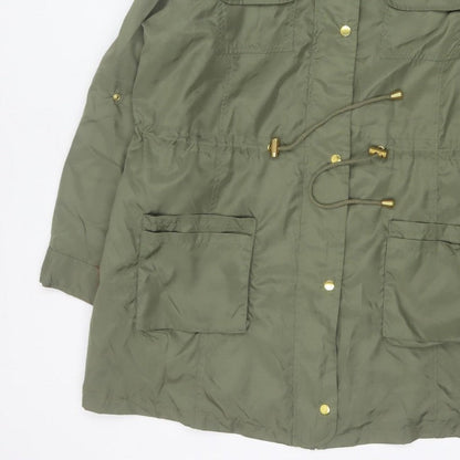 Anthology Women’s Green Hooded Parka Coat UK 14 Long Zip