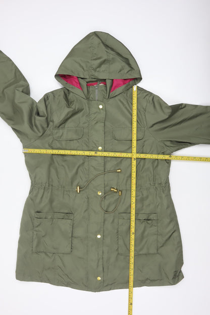 Anthology Women’s Green Hooded Parka Coat UK 14 Long Zip