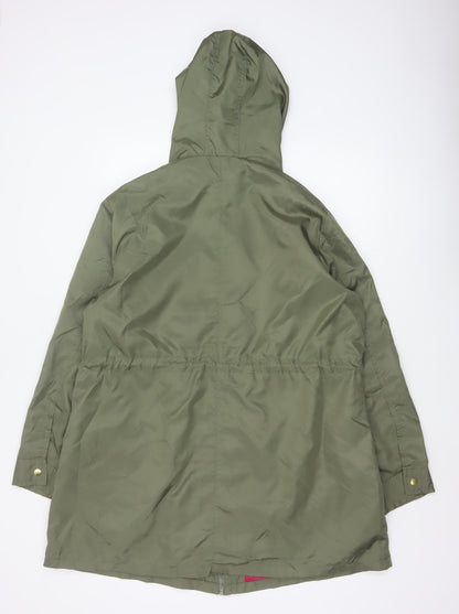 Anthology Women’s Green Hooded Parka Coat UK 14 Long Zip