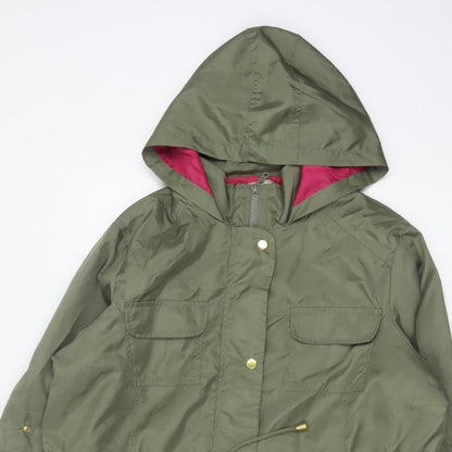 Anthology Women’s Green Hooded Parka Coat UK 14 Long Zip