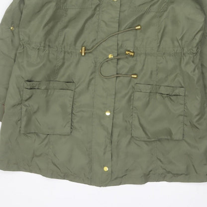 Anthology Women’s Green Hooded Parka Coat UK 14 Long Zip