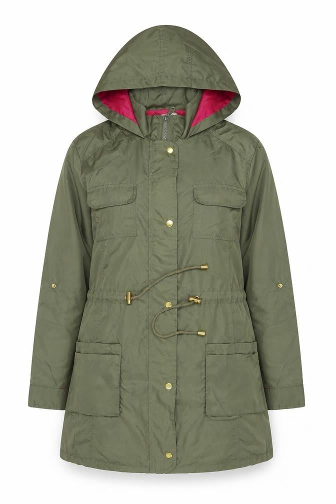 Anthology Women’s Green Hooded Parka Coat UK 14 Long Zip