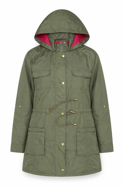 Anthology Women’s Green Hooded Parka Coat UK 14 Long Zip