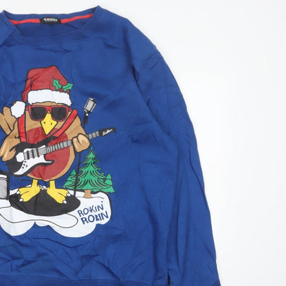 Peacocks Men’s Blue XL Rockin Robin Christmas Graphic Sweatshirt