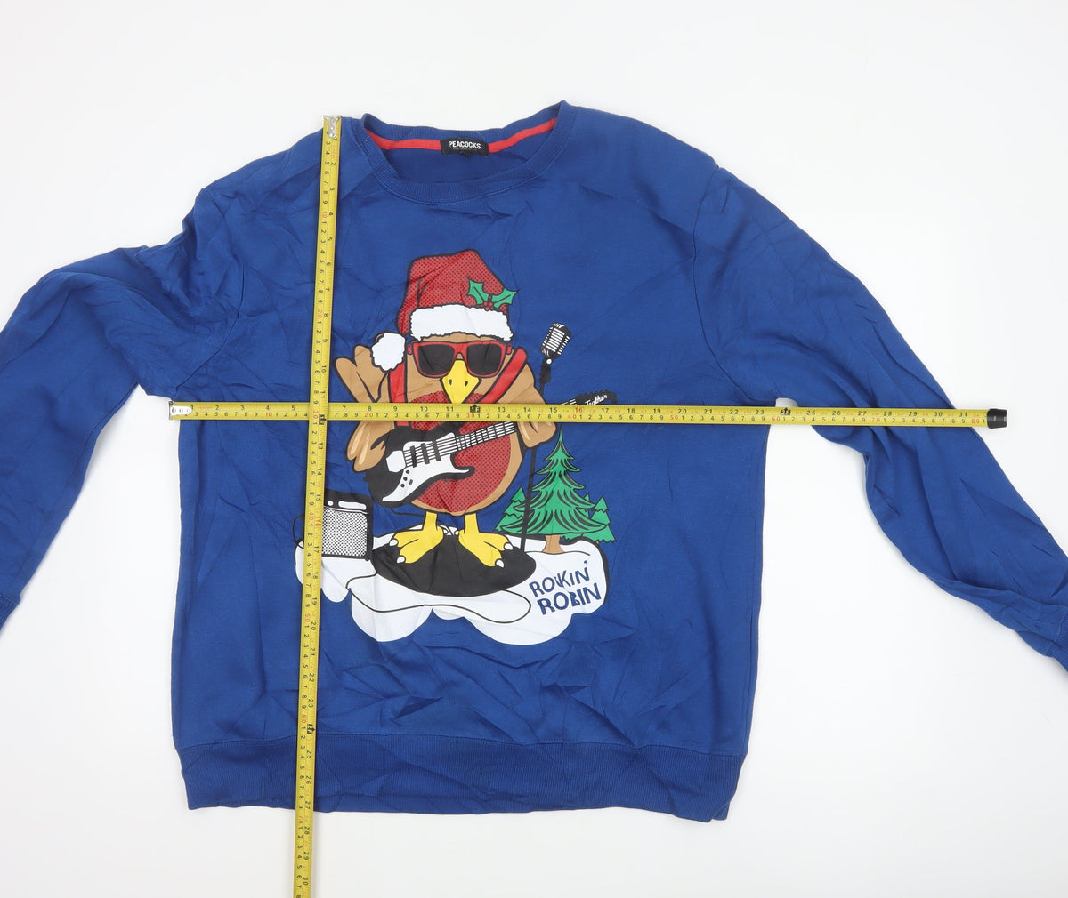 Peacocks Men’s Blue XL Rockin Robin Christmas Graphic Sweatshirt