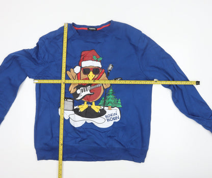 Peacocks Men’s Blue XL Rockin Robin Christmas Graphic Sweatshirt