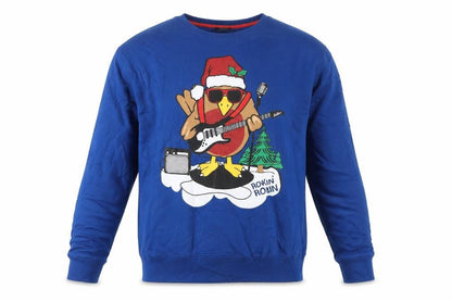 Peacocks Men’s Blue XL Rockin Robin Christmas Graphic Sweatshirt