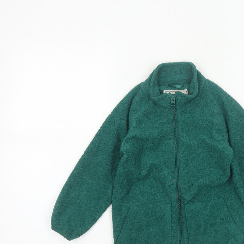 Unbranded Unisex Kids Green Dinosaur Fleece Zip Jacket Age 3-4 Years