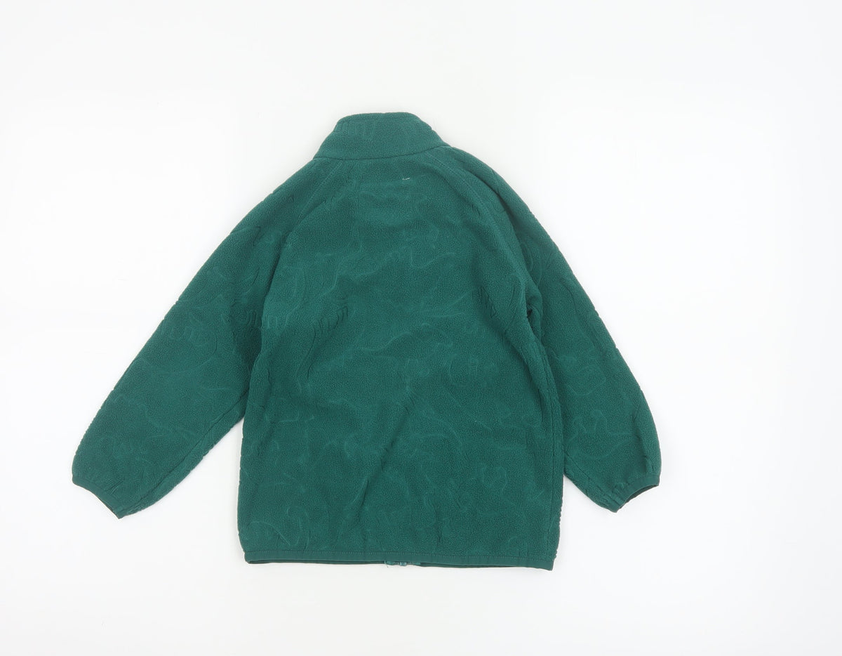 Unbranded Unisex Kids Green Dinosaur Fleece Zip Jacket Age 3-4 Years