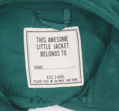 Unbranded Unisex Kids Green Dinosaur Fleece Zip Jacket Age 3-4 Years