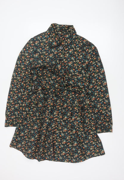 F&F Women’s Black Floral Belted Trench Coat Size 14