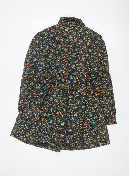 F&F Women’s Black Floral Belted Trench Coat Size 14