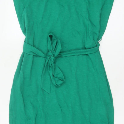 Oliver Bonas Women Green UK 8 Sheath Knee Dress Lace Belted