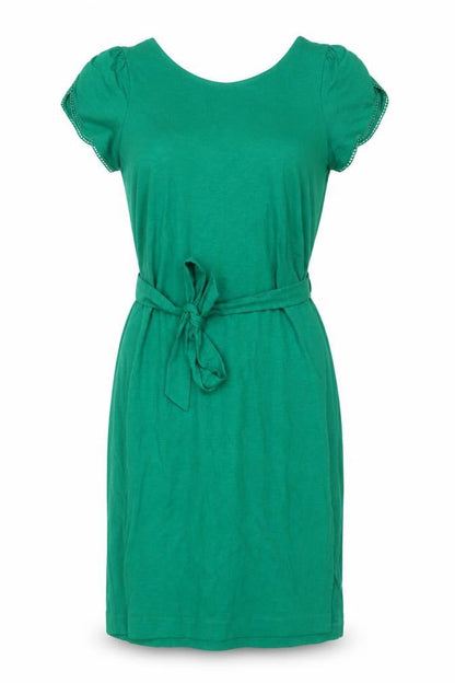 Oliver Bonas Women Green UK 8 Sheath Knee Dress Lace Belted