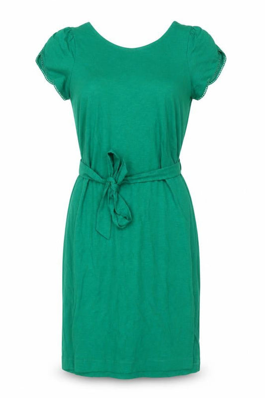 Oliver Bonas Women Green UK 8 Sheath Knee Dress Lace Belted