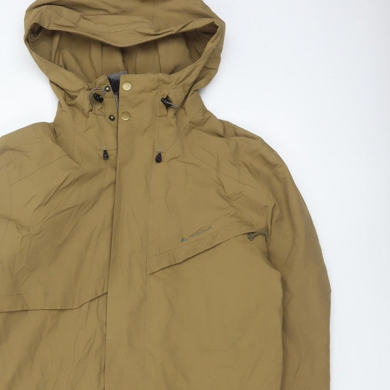 Quechua Men’s Beige M Outdoor Hooded Hiking Parka Jacket