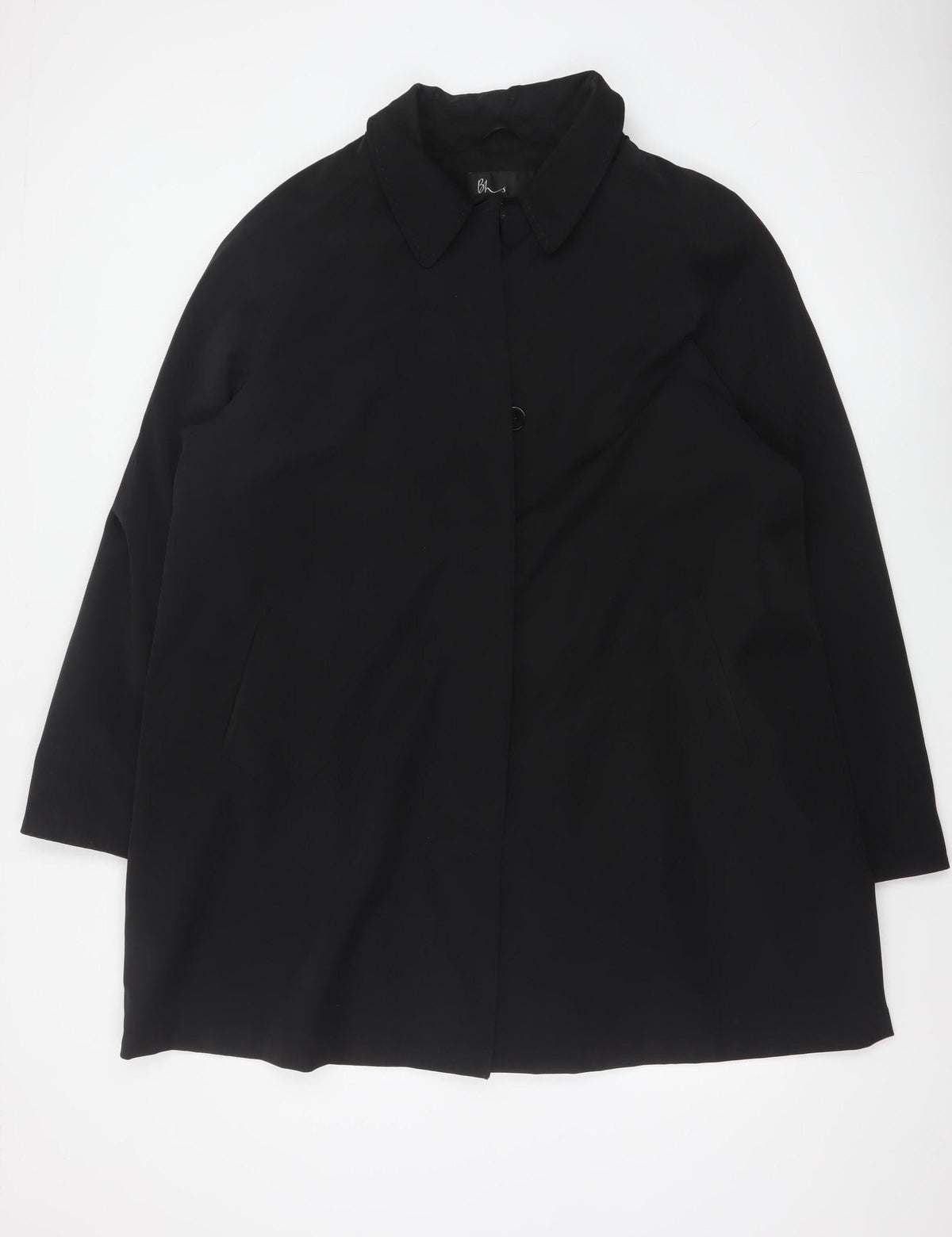 Bhs Women’s Black Size 20 Hooded Mid-Length Overcoat