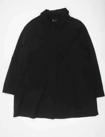 Bhs Women’s Black Size 20 Hooded Mid-Length Overcoat