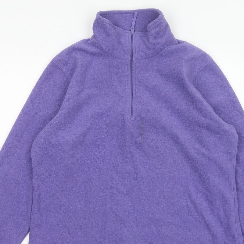 Mountain Warehouse Women Purple L Fleece 1/4 Zip Pullover Sweatshirt