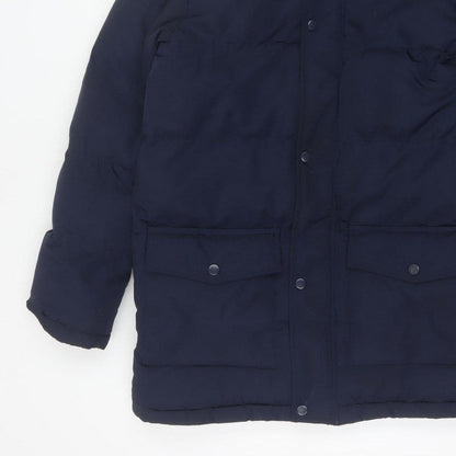 Kangaroo Poo Boys Blue 11-12 Years Parka Padded Hooded Faux Fur Coat