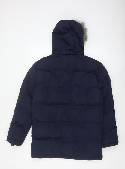 Kangaroo Poo Boys Blue 11-12 Years Parka Padded Hooded Faux Fur Coat