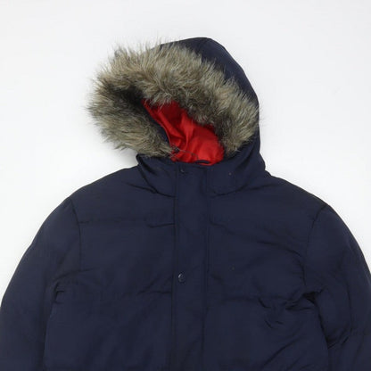 Kangaroo Poo Boys Blue 11-12 Years Parka Padded Hooded Faux Fur Coat