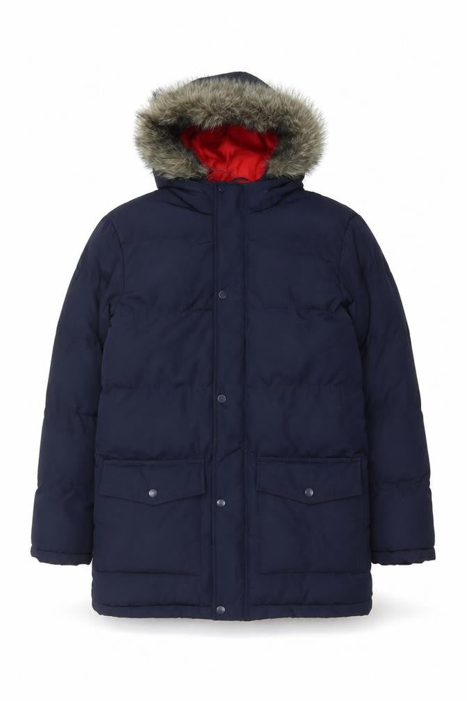 Kangaroo Poo Boys Blue 11-12 Years Parka Padded Hooded Faux Fur Coat