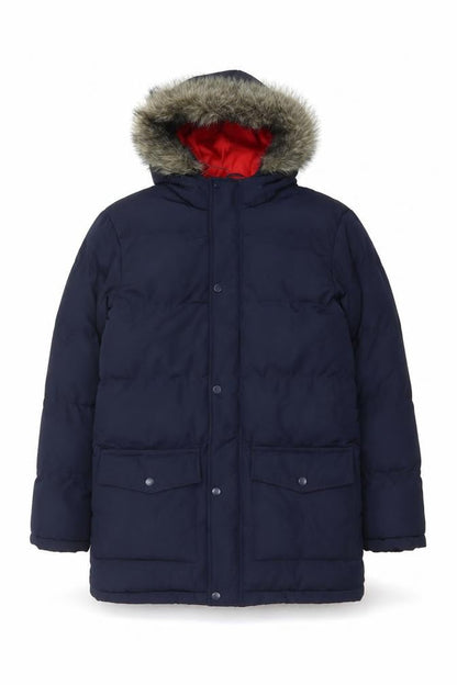 Kangaroo Poo Boys Blue 11-12 Years Parka Padded Hooded Faux Fur Coat