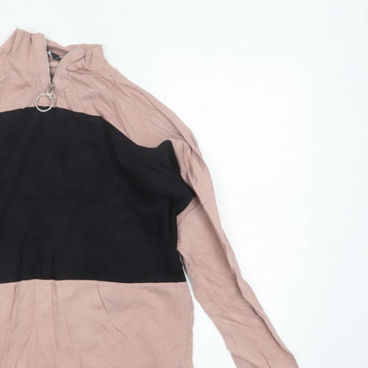 Select Women's Pink Black Basic Colourblock Zip Top UK 10