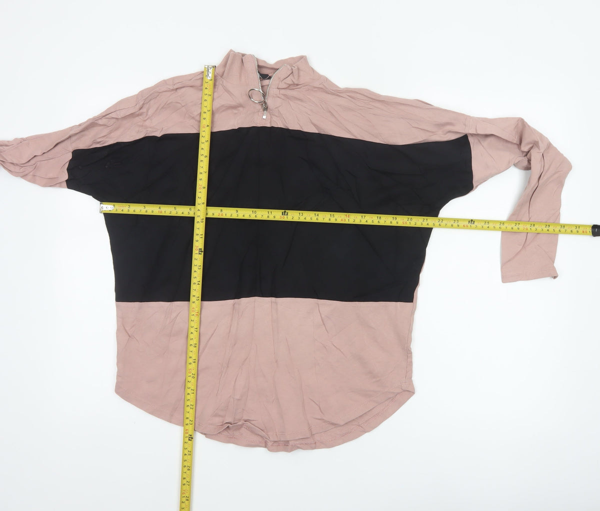 Select Women's Pink Black Basic Colourblock Zip Top UK 10