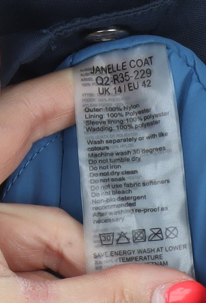 Seasalt Women Blue UK 14 Janelle Hooded Long Waterproof Rain Coat