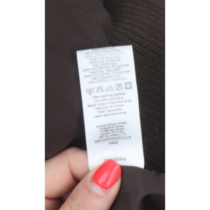Dorothy Perkins Women Brown UK 12 Hooded Faux Fur Padded Waistcoat