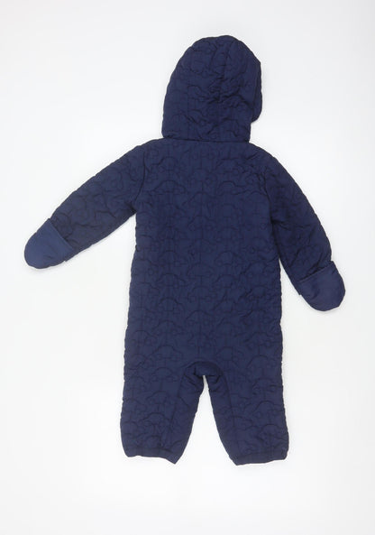 Bluezoo Unisex Baby Navy 18-24 Months Quilted Hooded Snowsuit