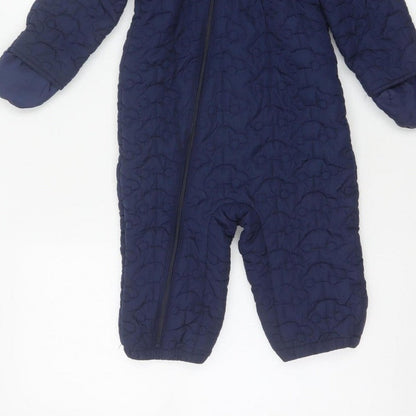 Bluezoo Unisex Baby Navy 18-24 Months Quilted Hooded Snowsuit