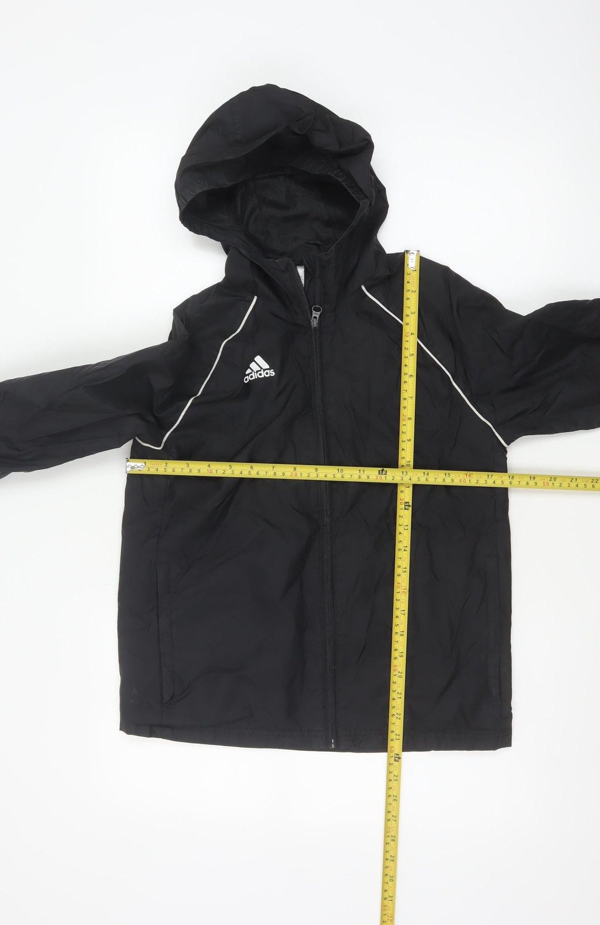 Adidas Boys Black 11-12 Years Hooded Windbreaker Jacket Full Zip