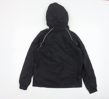 Adidas Boys Black 11-12 Years Hooded Windbreaker Jacket Full Zip