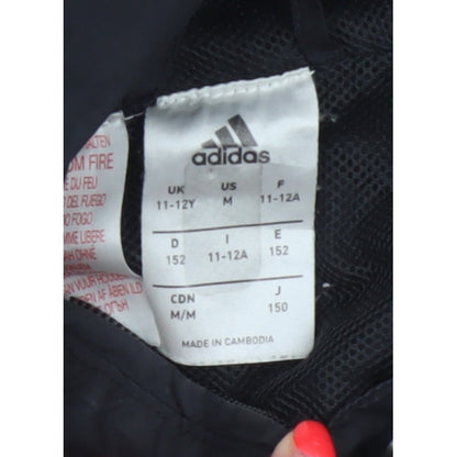 Adidas Boys Black 11-12 Years Hooded Windbreaker Jacket Full Zip