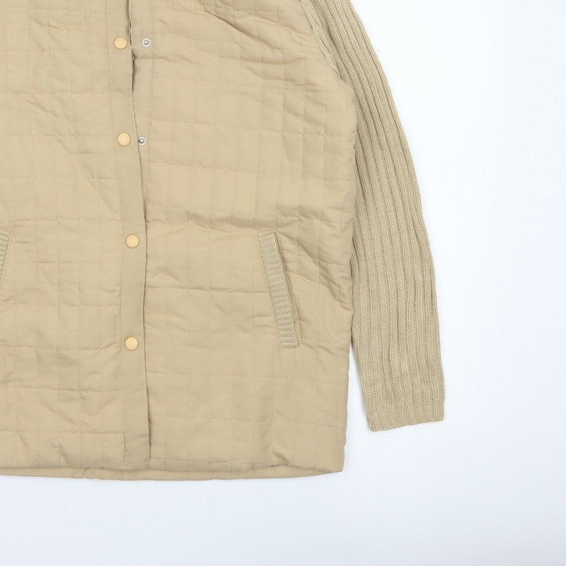 Damart Women’s Beige M Quilted Padded Knit Sleeve Mid-Length Jacket