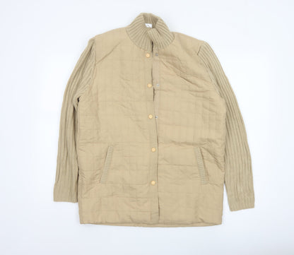 Damart Women’s Beige M Quilted Padded Knit Sleeve Mid-Length Jacket