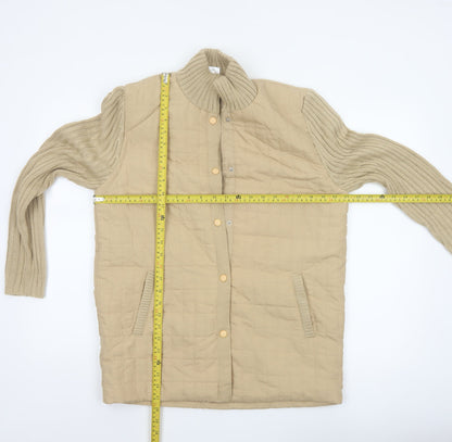 Damart Women’s Beige M Quilted Padded Knit Sleeve Mid-Length Jacket