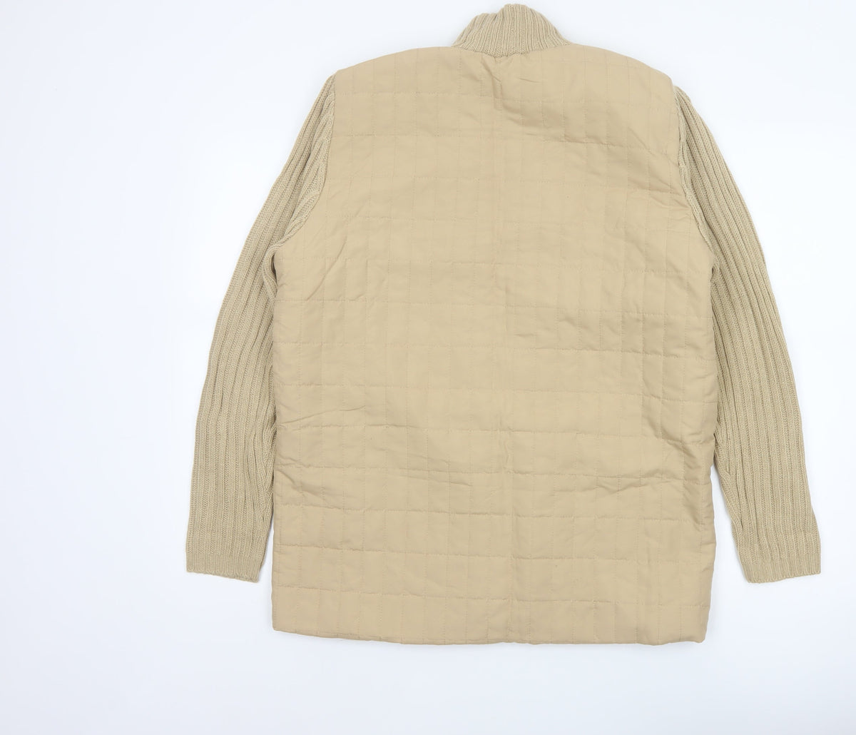 Damart Women’s Beige M Quilted Padded Knit Sleeve Mid-Length Jacket