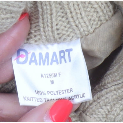 Damart Women’s Beige M Quilted Padded Knit Sleeve Mid-Length Jacket