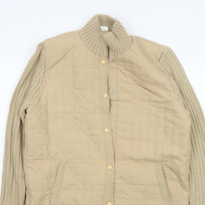 Damart Women’s Beige M Quilted Padded Knit Sleeve Mid-Length Jacket