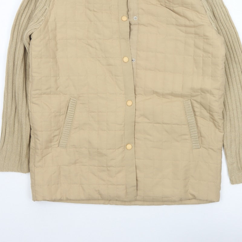 Damart Women’s Beige M Quilted Padded Knit Sleeve Mid-Length Jacket