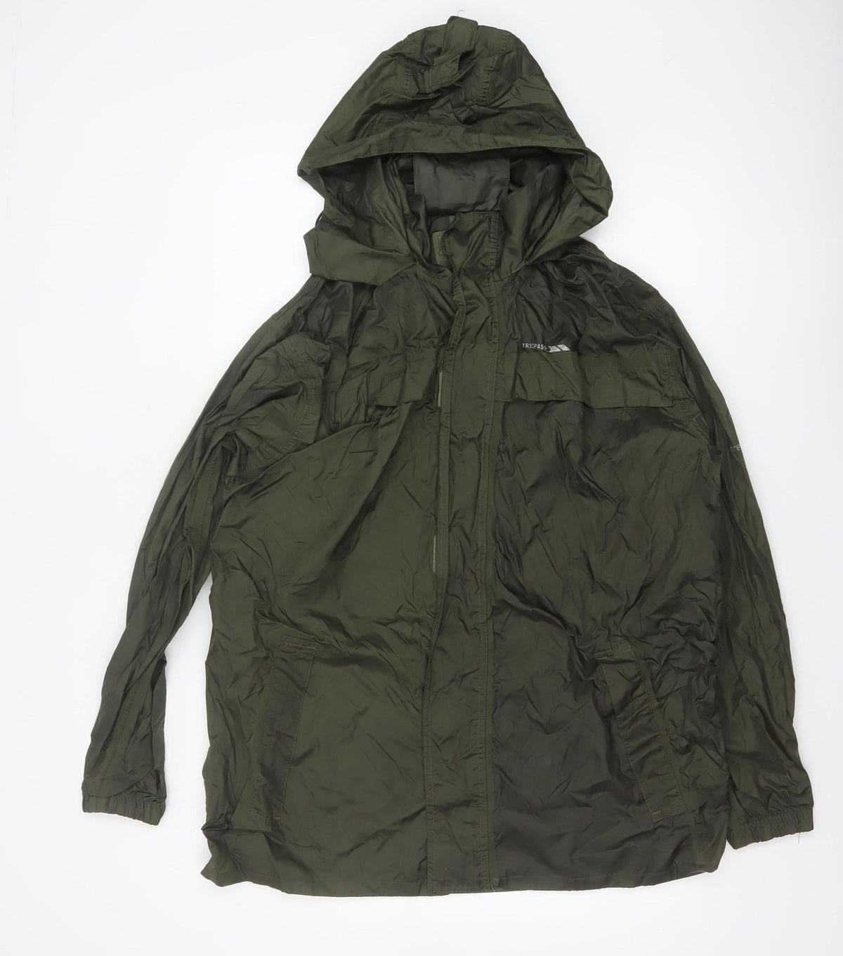Trespass Men’s Green M Packaway Waterproof Hooded Rain Jacket